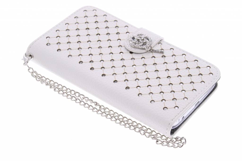 Image of Witte chique strass booktype hoes voor de Samsung Galaxy S6 Edge