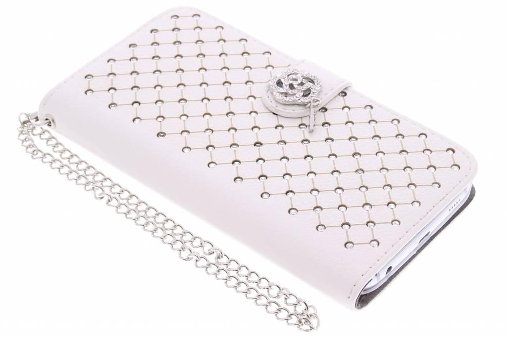 Image of Witte chique strass booktype hoes voor de Samsung Galaxy S6