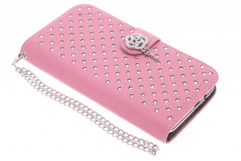 Image of Roze chique strass booktype hoes voor de HTC One M9