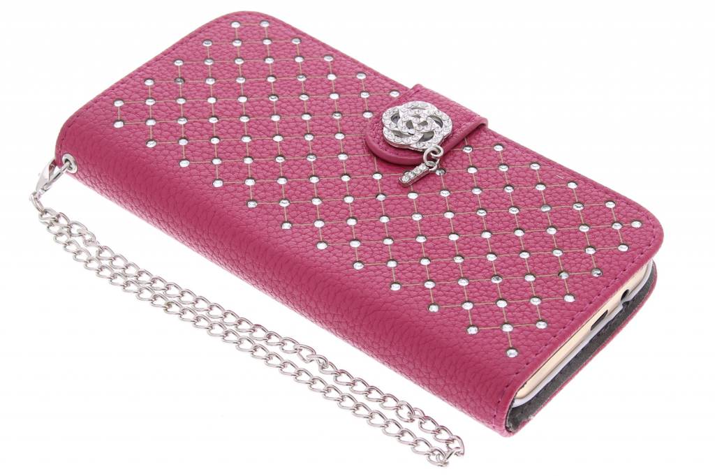 Image of Fuchsia chique strass booktype hoes voor de HTC One M9