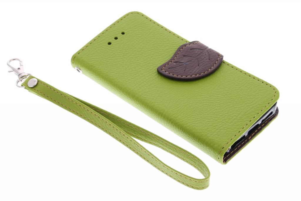 Image of Groene blad design TPU booktype hoes voor de iPhone 5 / 5s / SE