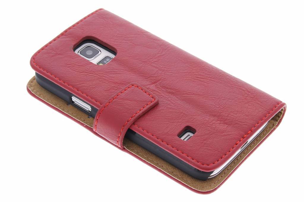 Image of Rode kreukellederen booktype hoes voor de Samsung Galaxy S5 Mini