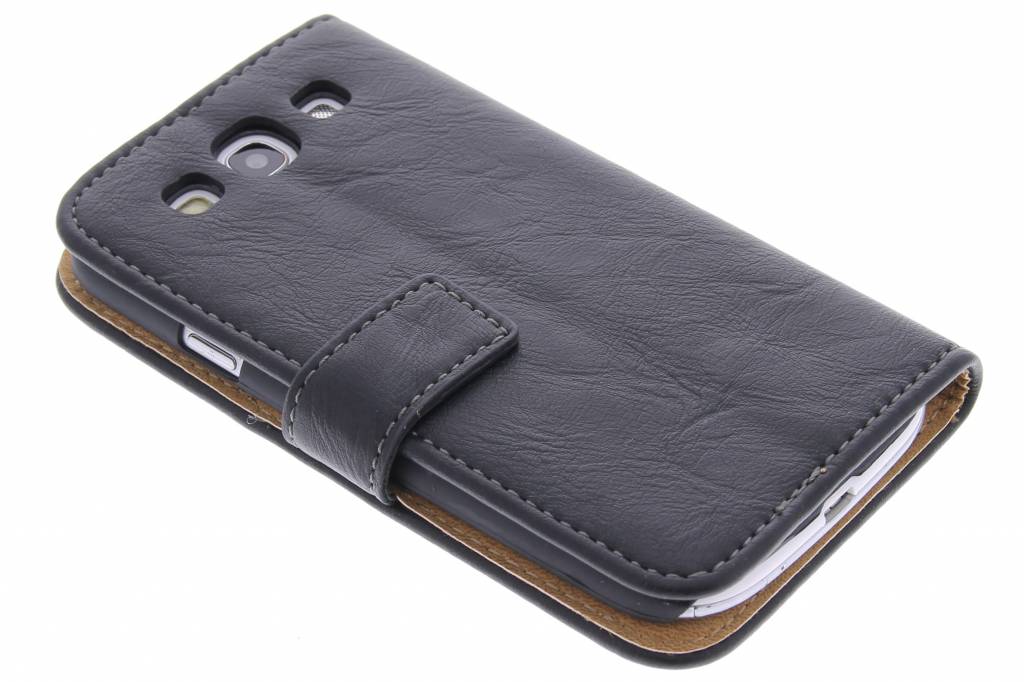 Image of Zwarte kreukellederen booktype hoes voor de Samsung Galaxy S3 / Neo