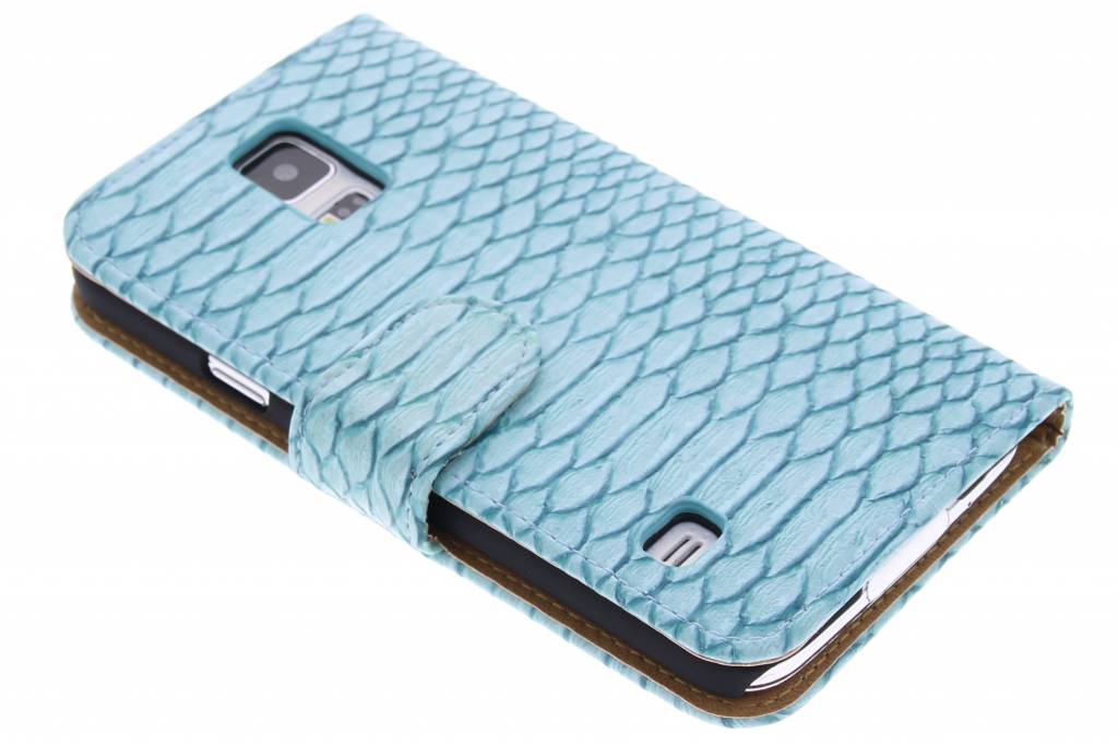 Image of Turquoise slangen booktype hoes voor de Samsung Galaxy S5 (Plus) / Neo