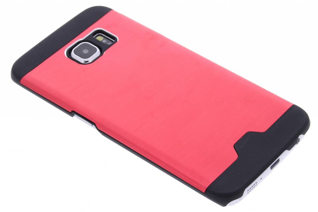 Image of Rood brushed aluminium hardcase hoesje voor de Samsung Galaxy S6 Edge