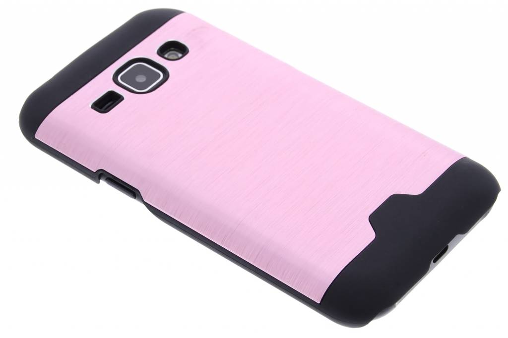 Image of Roze brushed aluminium hardcase hoesje voor de Samsung Galaxy J1