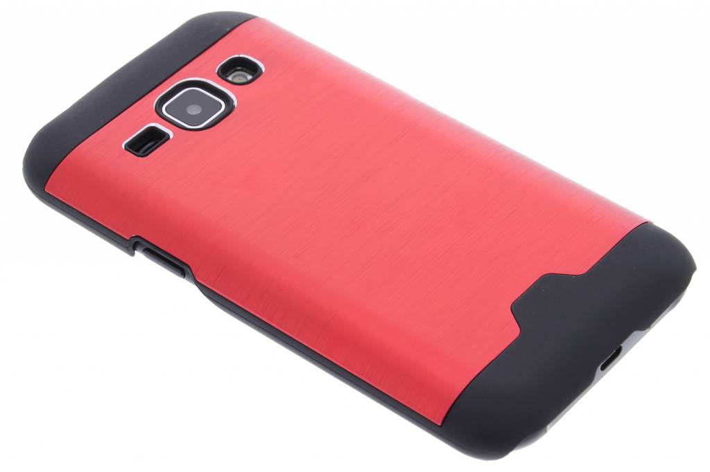 Image of Rood brushed aluminium hardcase hoesje voor de Samsung Galaxy J1