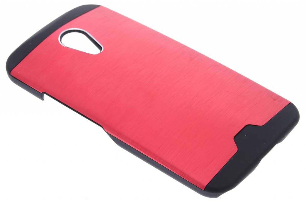 Image of Rood brushed aluminium hardcase hoesje voor de Motorola Moto G 2nd Gen 2014