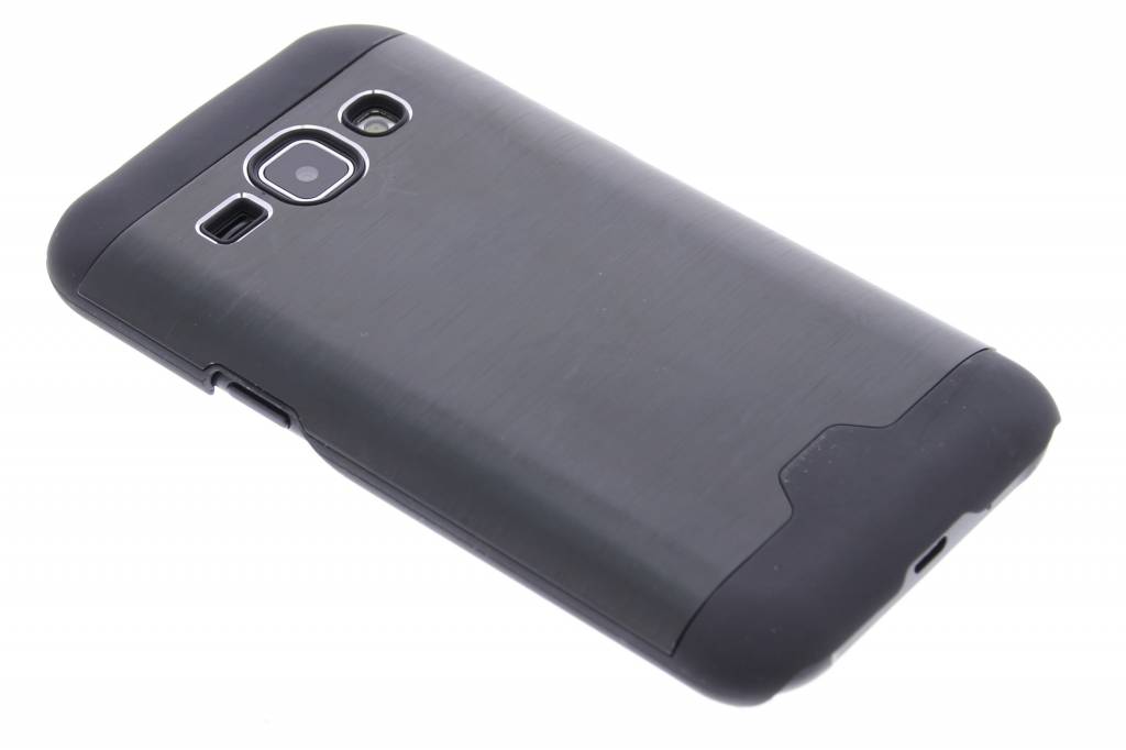 Image of Zwart brushed aluminium hardcase hoesje voor de Samsung Galaxy J1