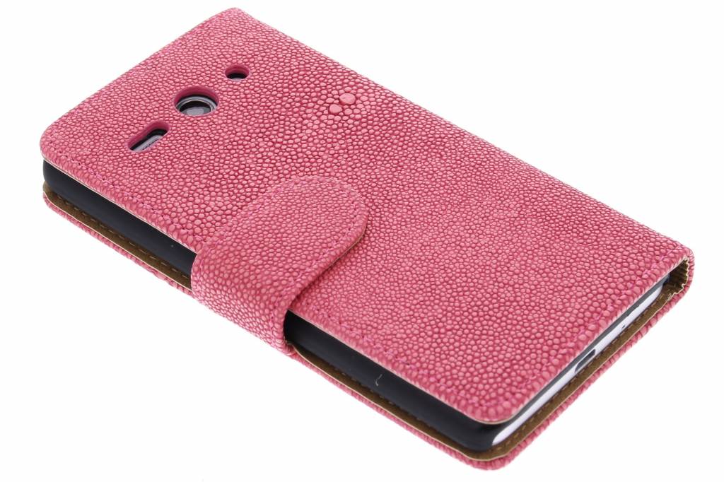 Image of Fuchsia glanzend ribbelige booktype hoes voor de Huawei Ascend Y530