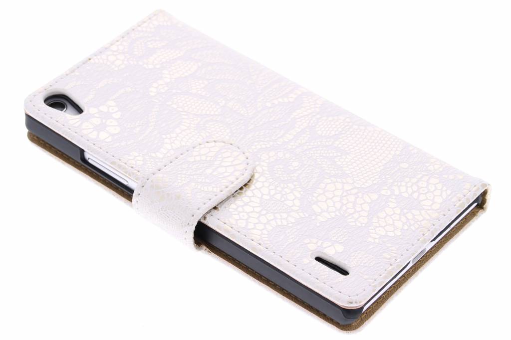 Image of Witte glamour design booktype hoes voor de Huawei Ascend P7