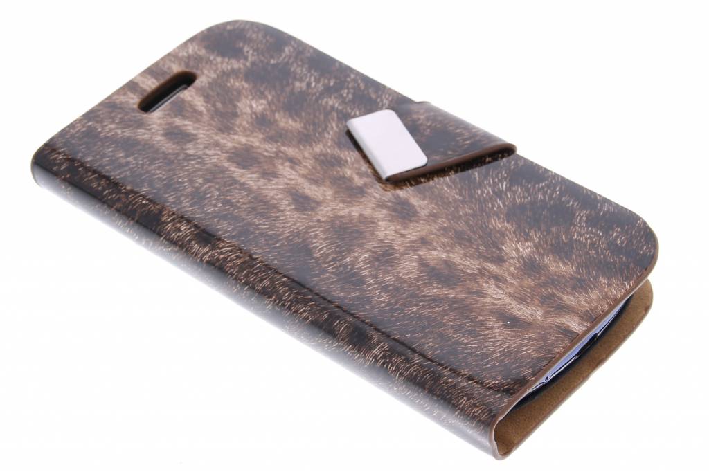 Image of Bruine luxe luipaard booktype hoes voor de Samsung Galaxy S3 Mini