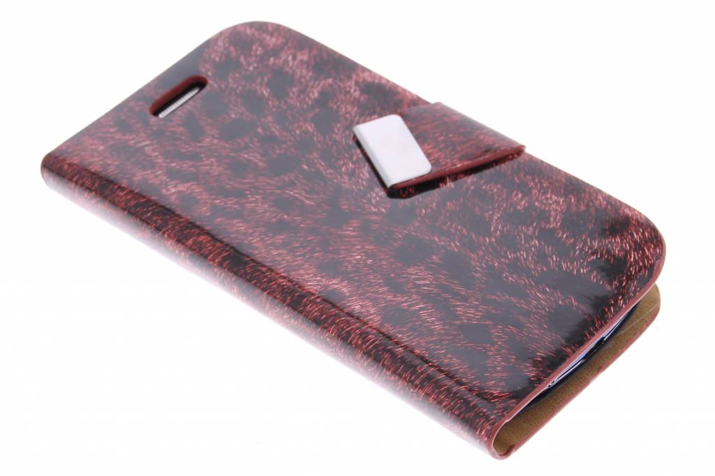 Image of Rode luxe luipaard booktype hoes voor de Samsung Galaxy S3 Mini