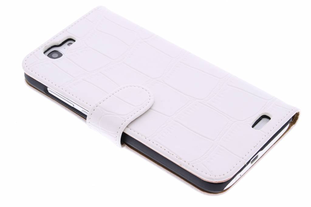 Image of Witte krokodil booktype hoes voor de Huawei Ascend G7