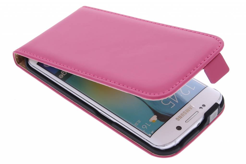 Image of Luxe Flipcase voor de Samsung Galaxy S6 Edge - Fuchsia
