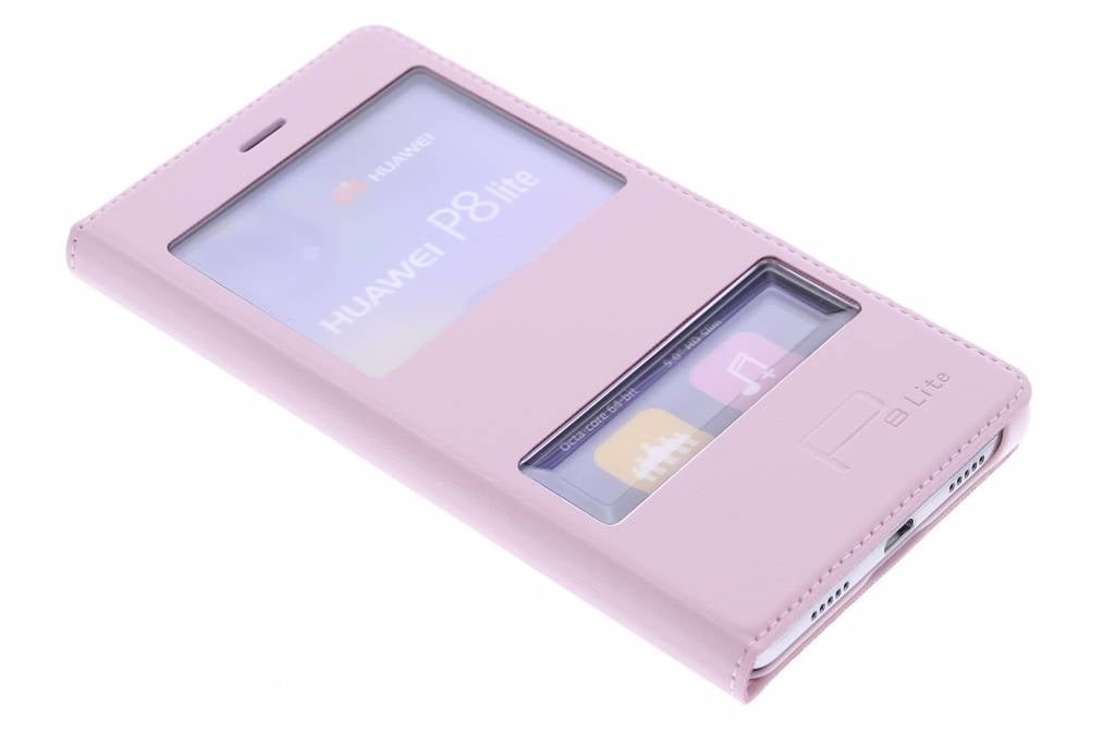 Image of Roze slim booktype hoes met venster voor de Huawei P8 Lite