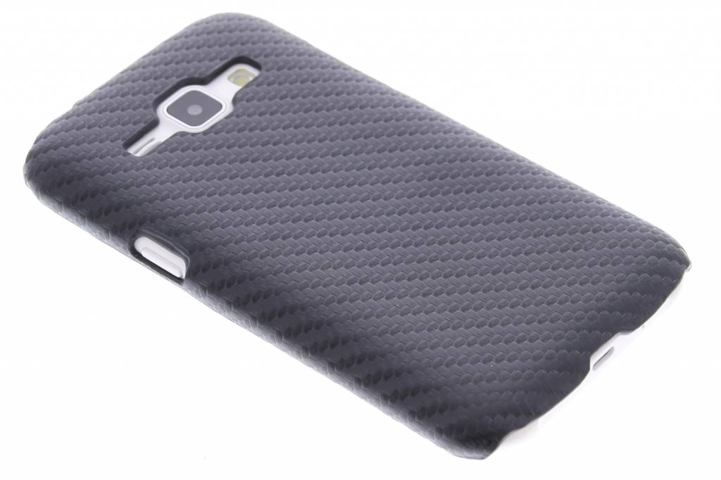 Image of Zwart carbon look hardcase hoesje voor de Samsung Galaxy J1