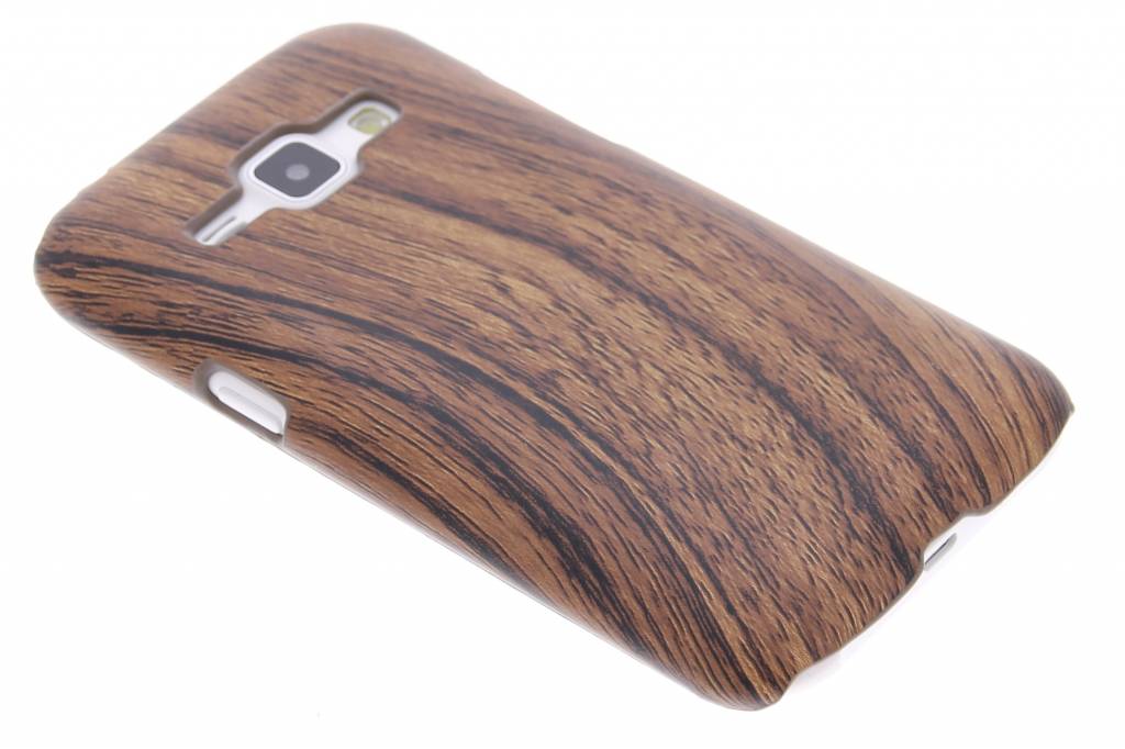 Image of Donkerbruin hout design hardcase hoesje voor de Samsung Galaxy J1