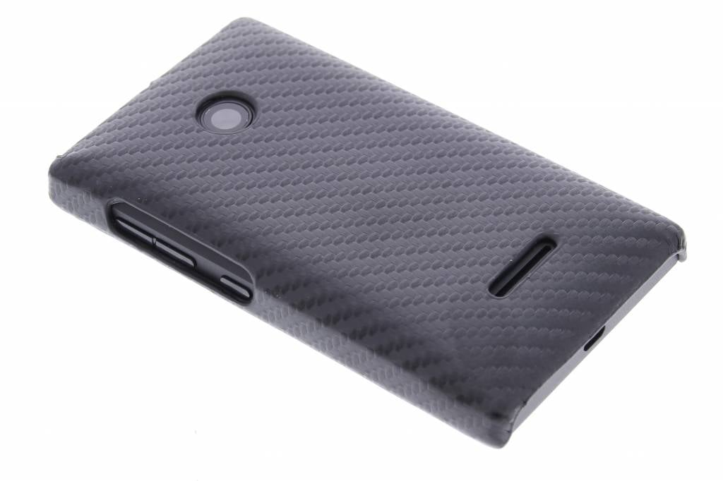 Image of Zwarte carbon look hardcase hoesje voor de Microsoft Lumia 435