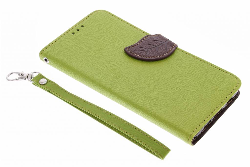 Image of Groene blad design TPU booktype hoes voor de Samsung Galaxy S6 Edge Plus