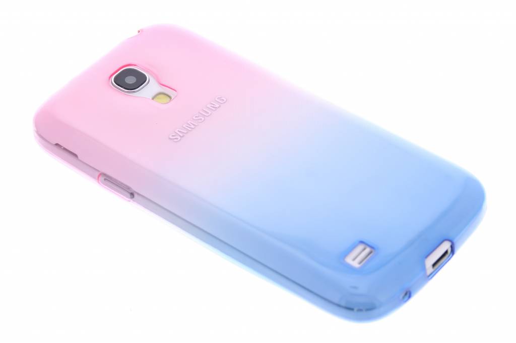 Image of Roze/blauw tweekleurig transparant TPU siliconen hoesje voor de Samsung Galaxy S4 Mini