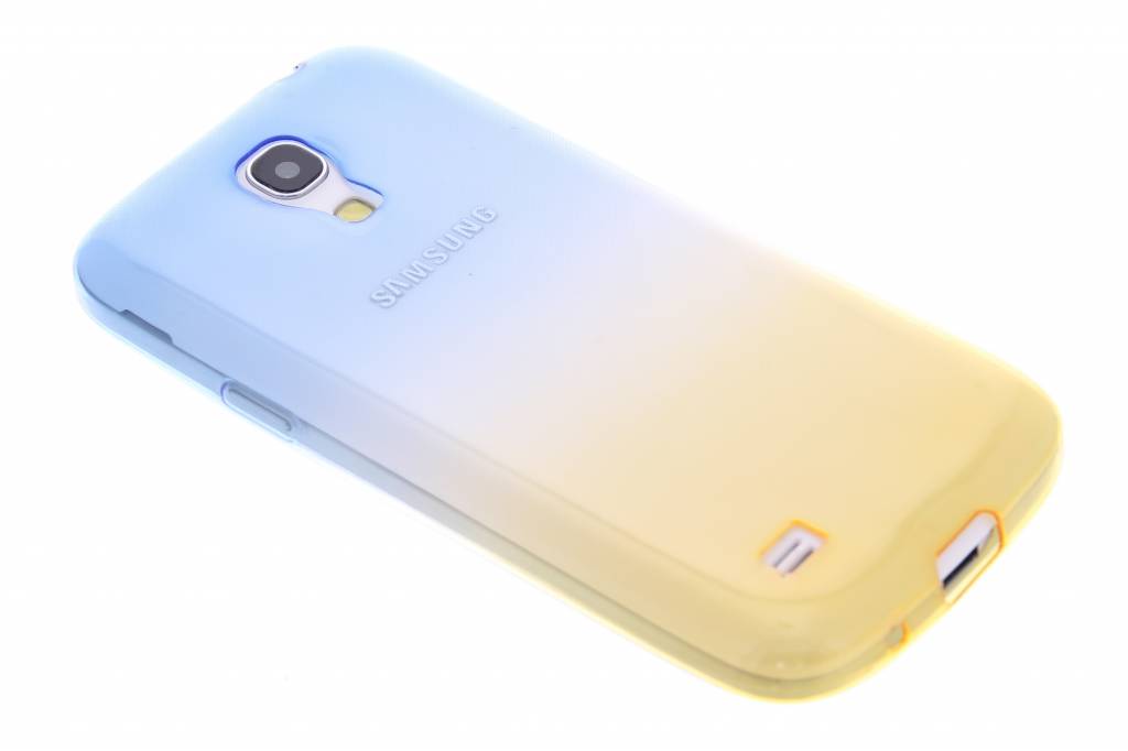 Image of Blauw/geel tweekleurig transparant TPU siliconen hoesje voor de Samsung Galaxy S4 Mini
