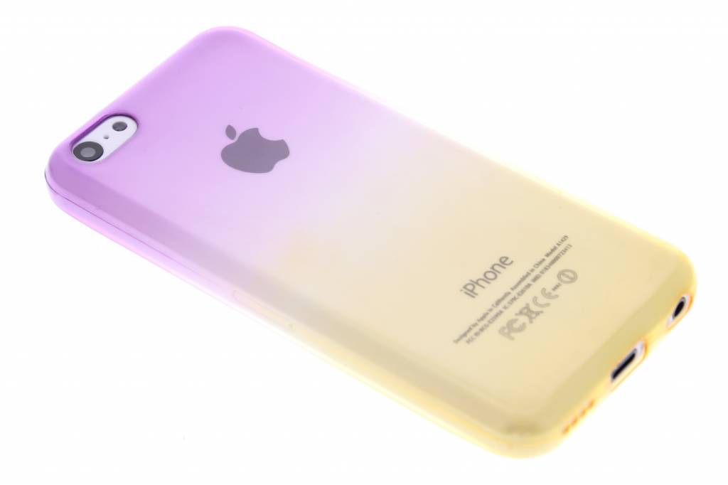 Image of Paars/geel tweekleurig transparant TPU siliconen hoesje voor de iPhone 5c