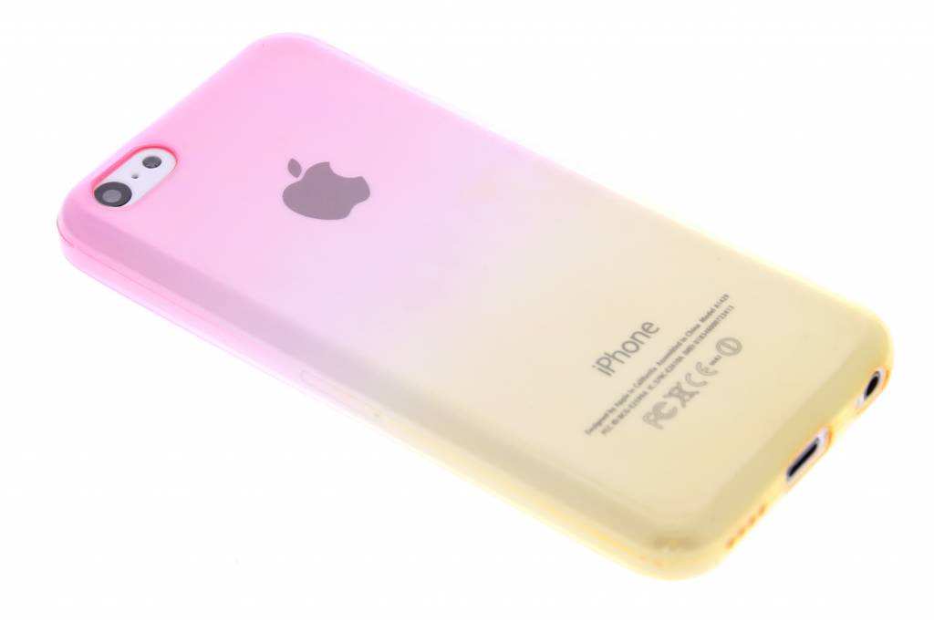 Image of Roze/geel tweekleurig transparant TPU siliconen hoesje voor de iPhone 5c