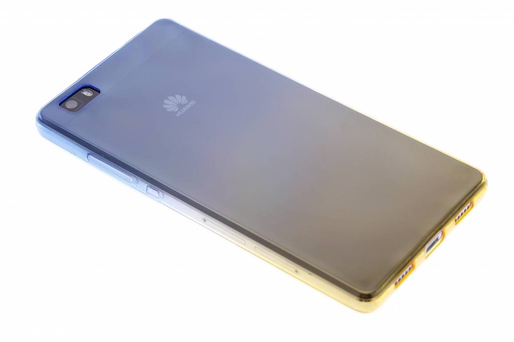 Image of Blauw/geel tweekleurig transparant TPU siliconen hoesje voor de Huawei P8 Lite