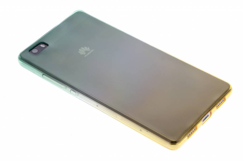 Image of Groen/geel tweekleurig transparant TPU siliconen hoesje voor de Huawei P8 Lite