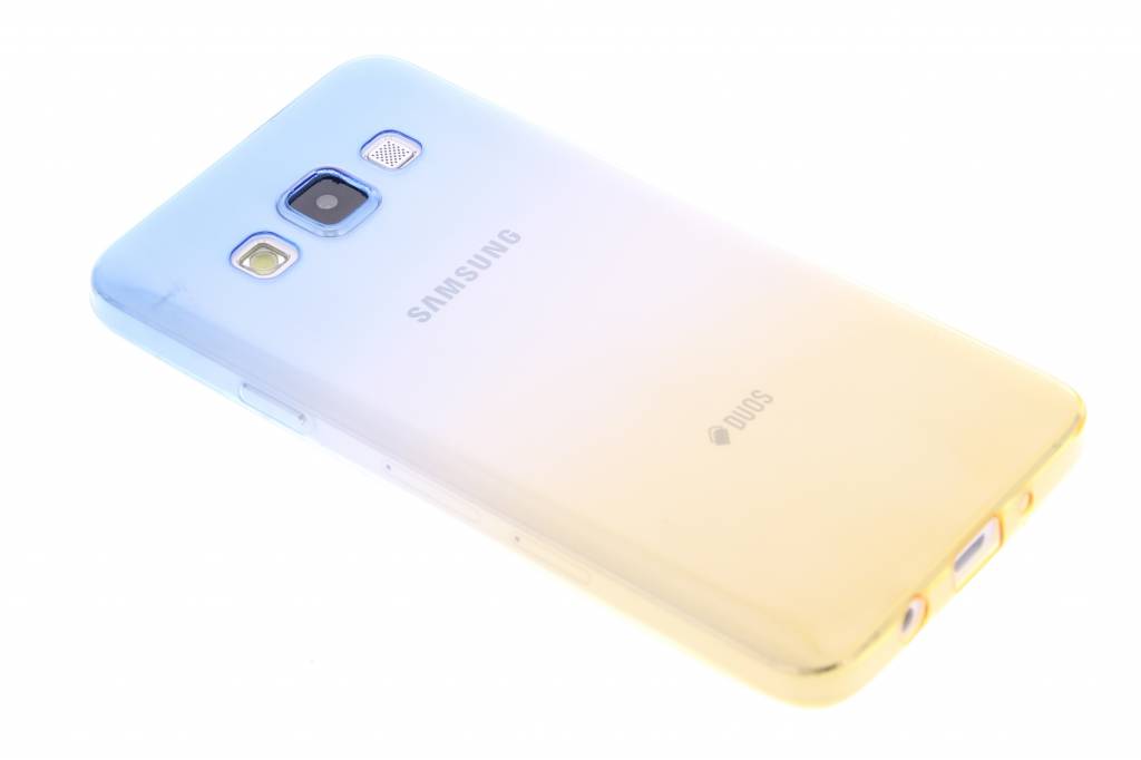 Image of Blauw/geel tweekleurig transparant TPU siliconen hoesje voor de Samsung Galaxy A3