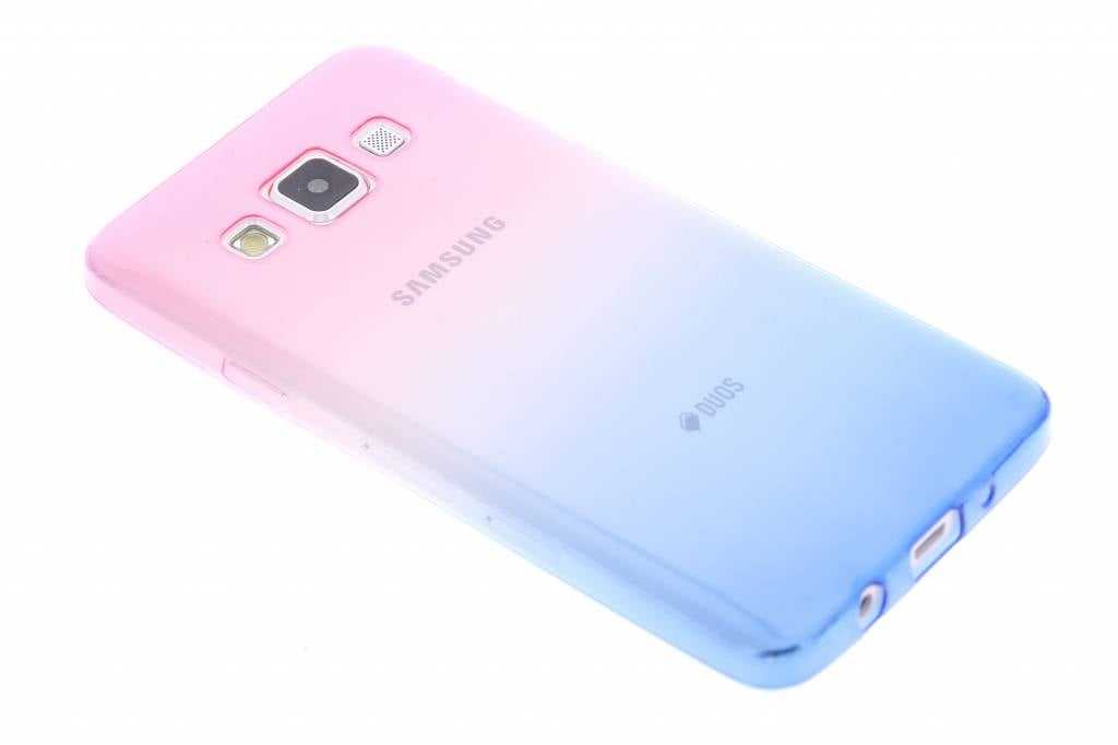 Image of Roze/blauw tweekleurig transparant TPU siliconen hoesje voor de Samsung Galaxy A3