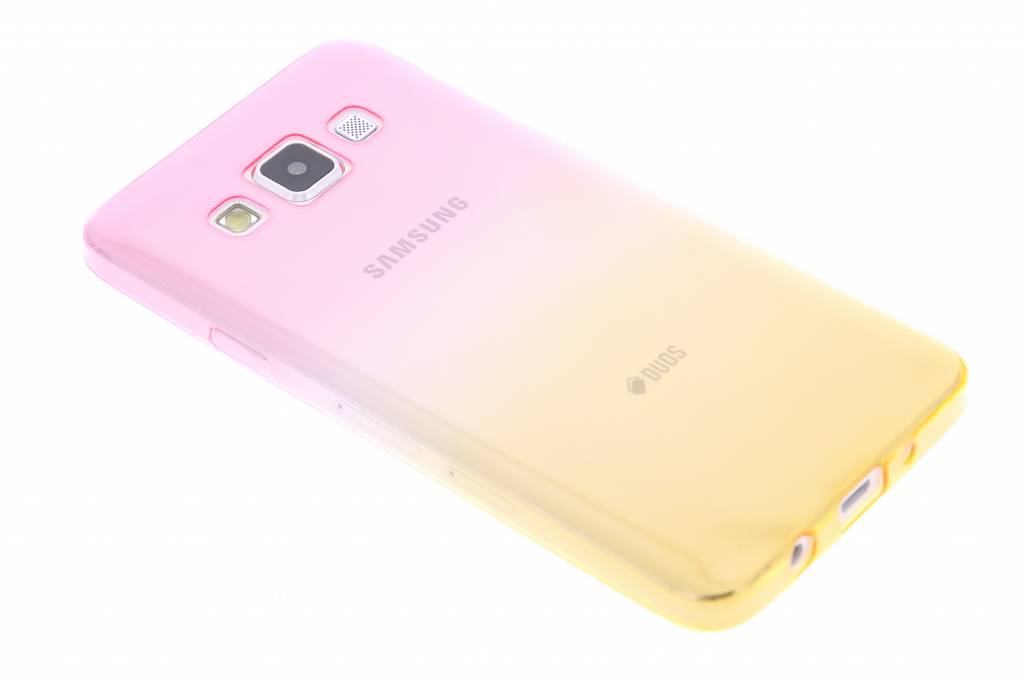 Image of Roze/geel tweekleurig transparant TPU siliconen hoesje voor de Samsung Galaxy A3