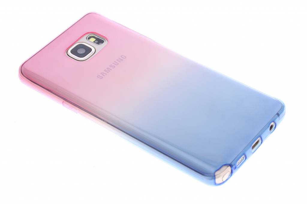 Image of Roze/blauw tweekleurig transparant TPU siliconen hoesje voor de Samsung Galaxy Note 5