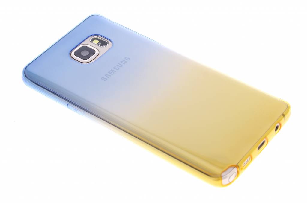 Image of Blauw/geel tweekleurig transparant TPU siliconen hoesje voor de Samsung Galaxy Note 5