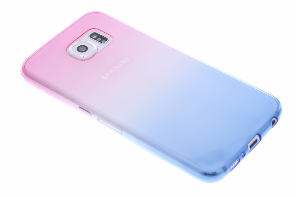 Image of Roze/blauw tweekleurig transparant TPU siliconen hoesje voor de Samsung Galaxy S6