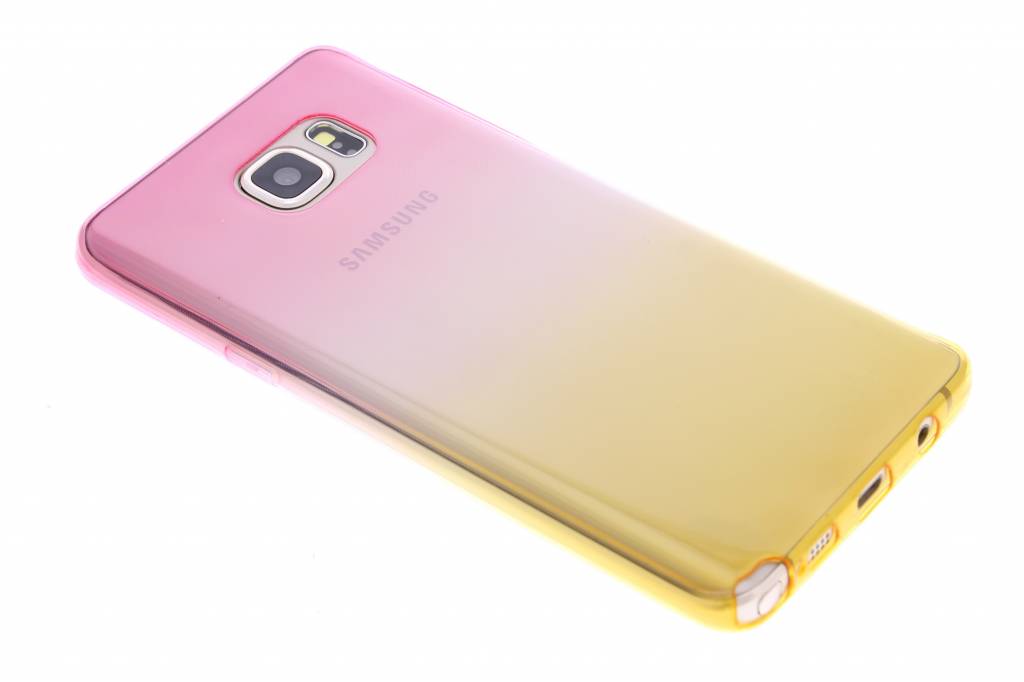 Image of Roze/geel tweekleurig transparant TPU siliconen hoesje voor de Samsung Galaxy Note 5