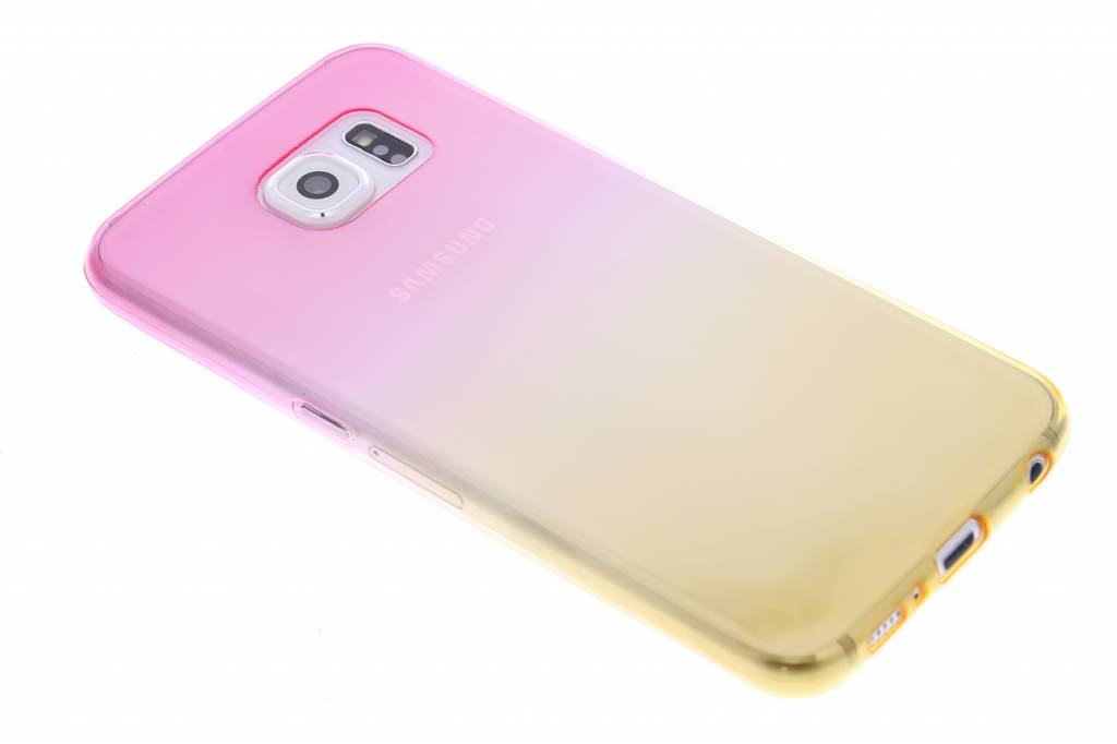 Image of Roze/geel tweekleurig transparant TPU siliconen hoesje voor de Samsung Galaxy S6