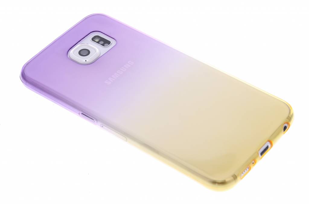 Image of Paars/geel tweekleurig transparant TPU siliconen hoesje voor de Samsung Galaxy S6