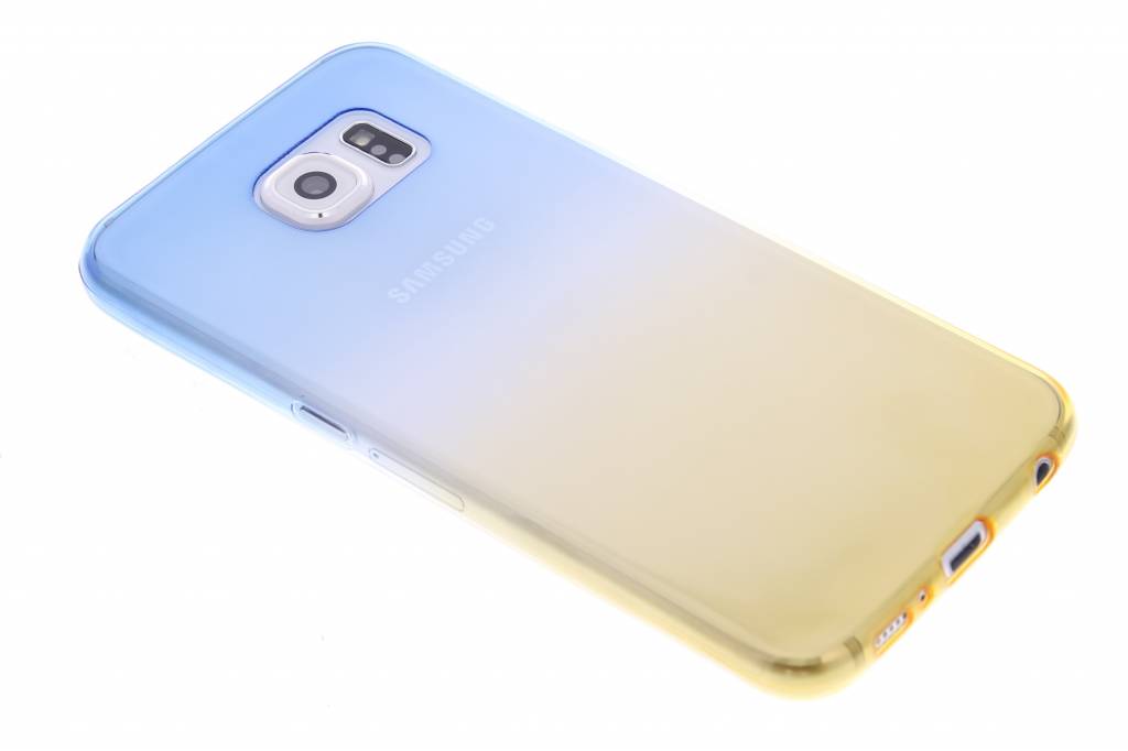 Image of Blauw/geel tweekleurig transparant TPU siliconen hoesje voor de Samsung Galaxy S6