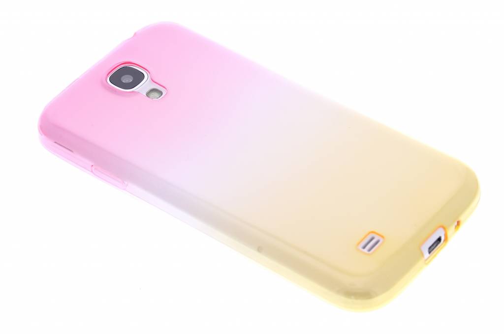 Image of Roze/geel tweekleurig transparant TPU siliconen hoesje voor de Samsung Galaxy S4