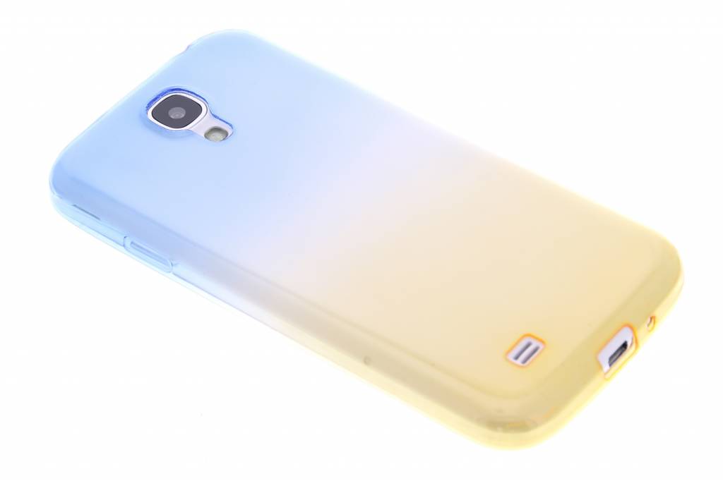 Image of Blauw/geel tweekleurig transparant TPU siliconen hoesje voor de Samsung Galaxy S4