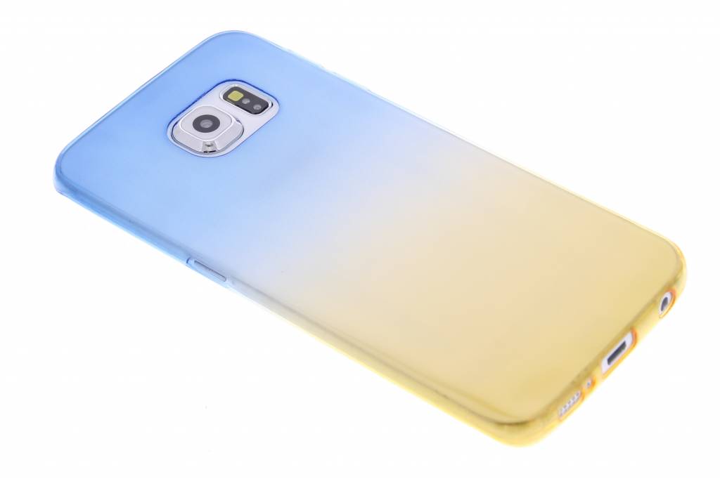 Image of Blauw/geel tweekleurig transparant TPU siliconen hoesje voor de Galaxy S6 Edge