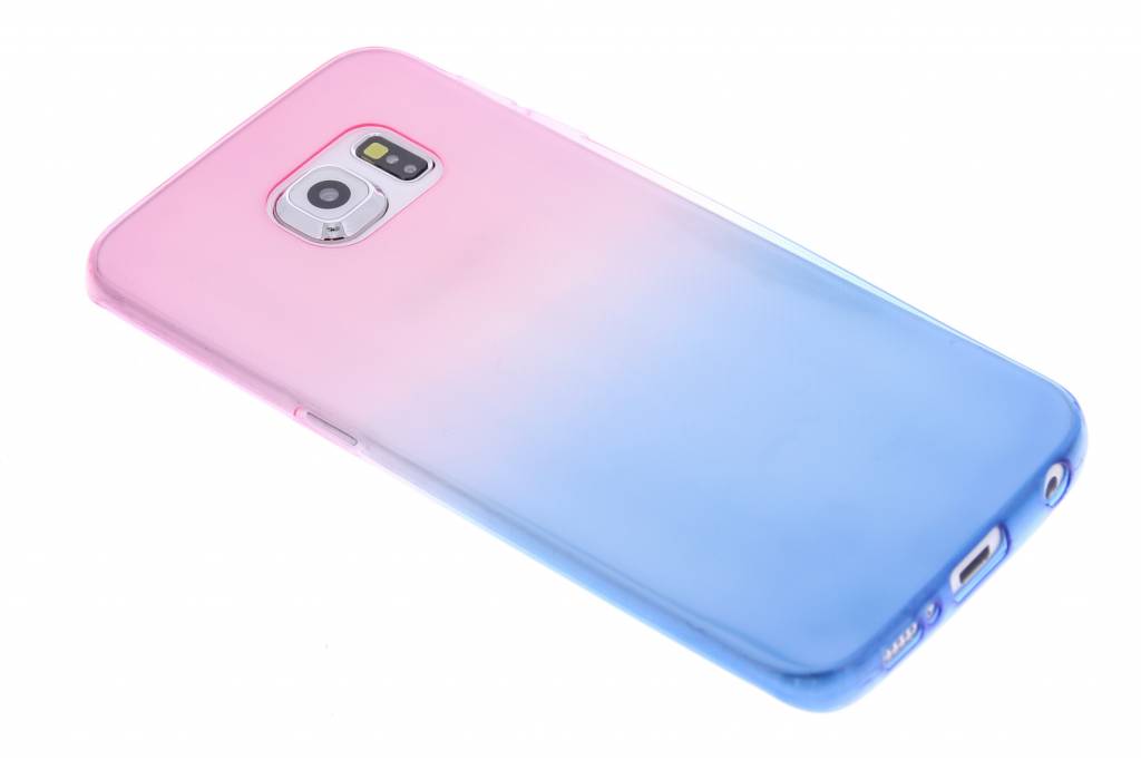 Image of Roze/blauw tweekleurig transparant TPU siliconen hoesje voor de Samsung Galaxy S6 Edge