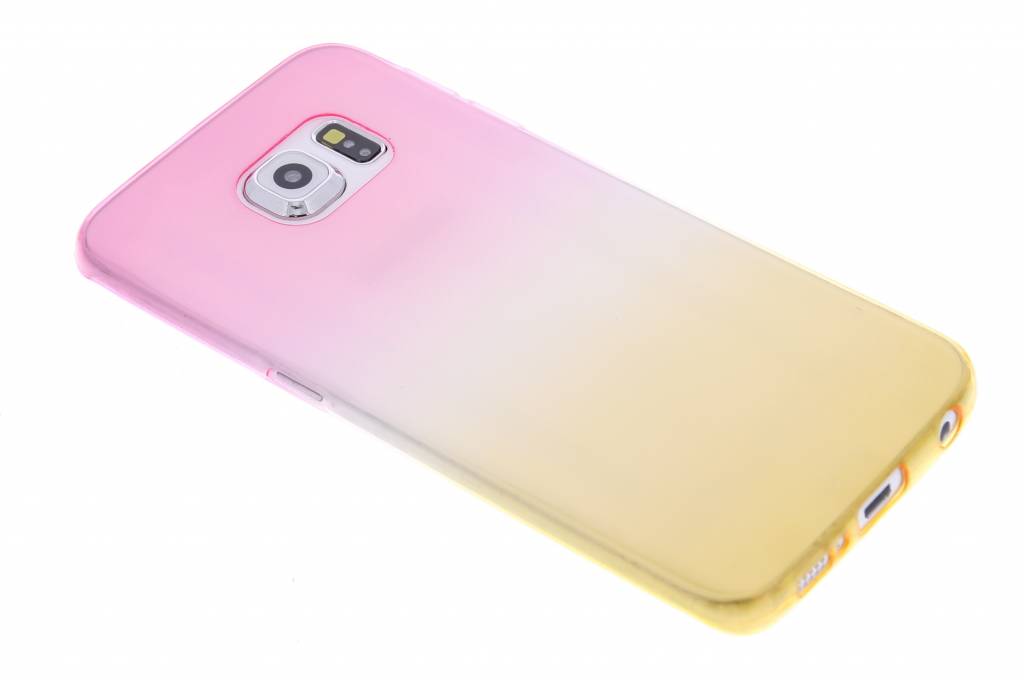 Image of Roze/geel tweekleurig transparant TPU siliconen hoesje voor de Samsung Galaxy S6 Edge