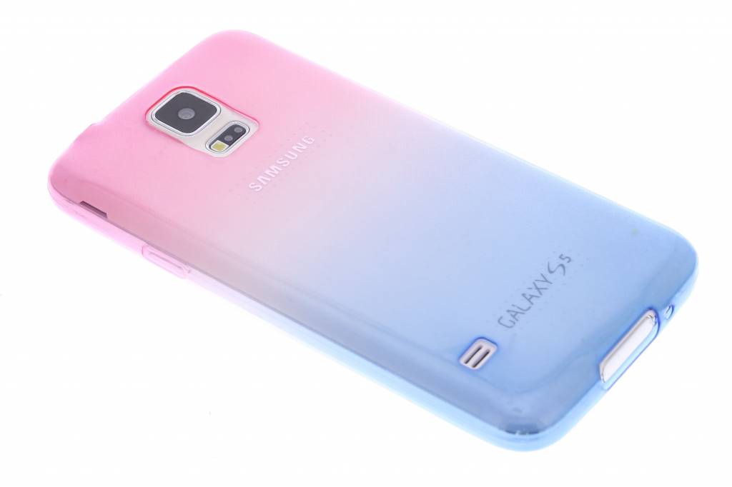 Image of Roze/blauw tweekleurig transparant TPU siliconen hoesje voor de Samsung Galaxy S5 (Plus) / Neo