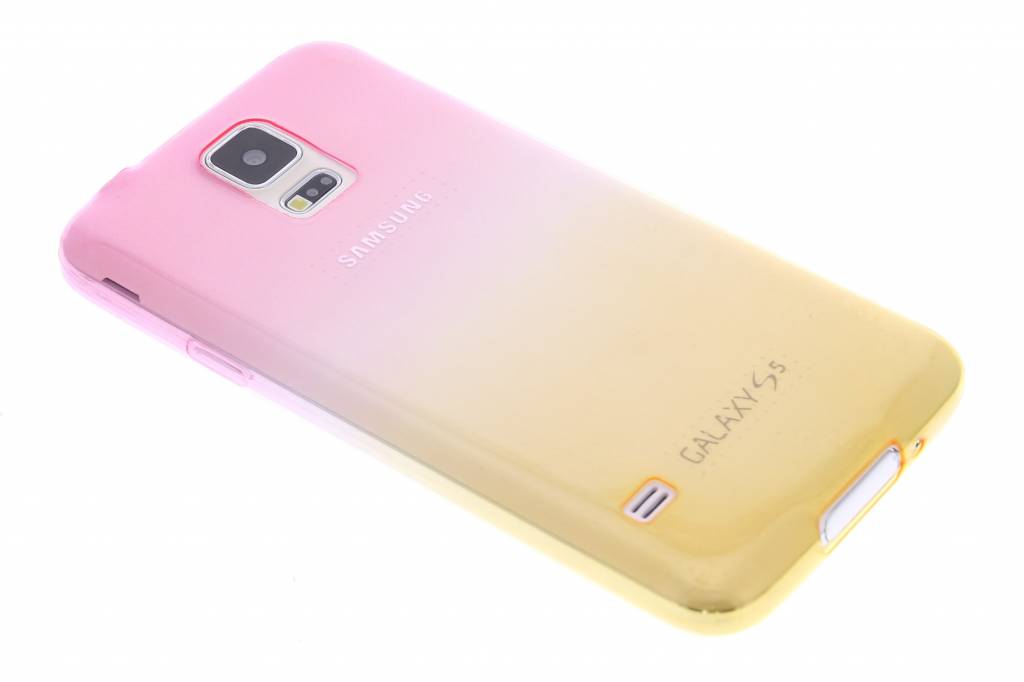 Image of Roze/geel tweekleurig transparant TPU siliconen hoesje voor de Samsung Galaxy S5 (Plus) / Neo