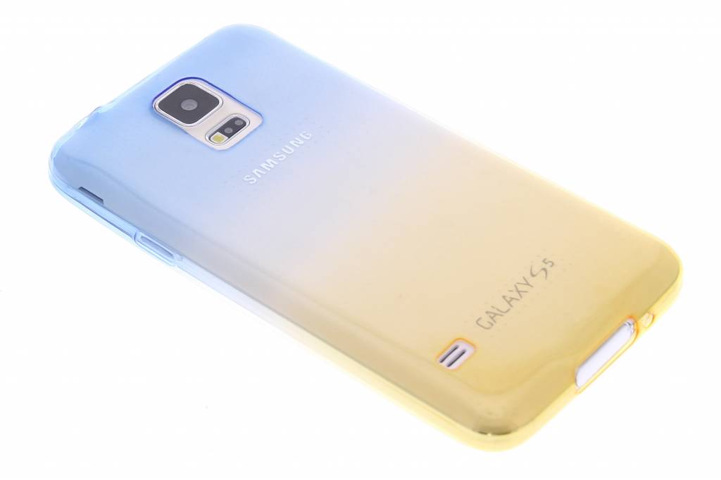 Image of Blauw/geel tweekleurig transparant TPU siliconen hoesje voor Galaxy S5 (Plus) / Neo