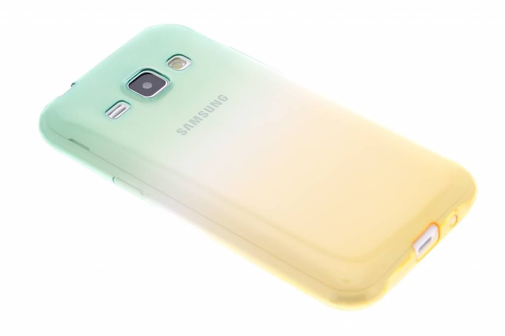 Image of Groen/geel tweekleurig transparant TPU siliconen hoesje voor de Samsung Galaxy J1