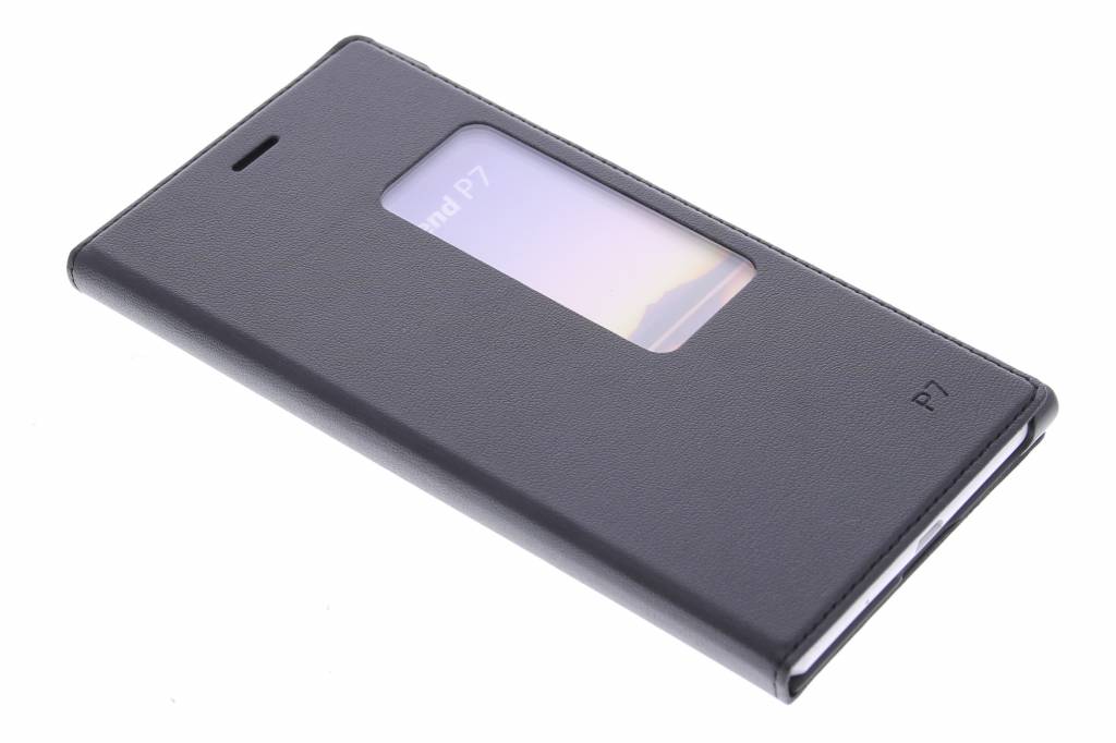 Image of Zwarte slim booktype hoes met venster voor de Huawei Ascend P7